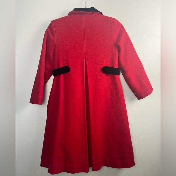 Rothschild Girls Wool Blend red Pea Coat with black details size 10 - Picture 2 of 8